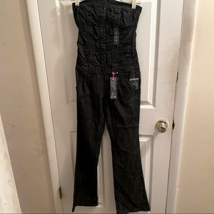 Denim tube top jumpsuit NWT
